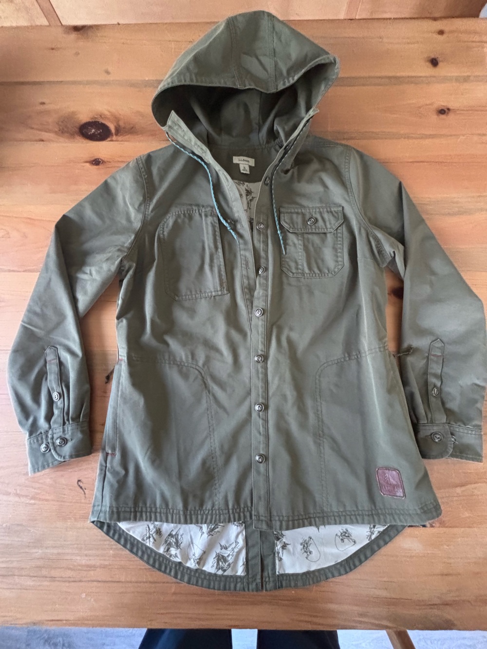 L.L. Bean Military-Style Field Jacket in Olive Green Womens Medium